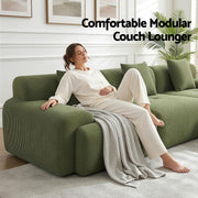 Artiss 300cm Modular Sofa Bed Comfort L-Shaped Sectional Boneless Couch Green SBED-O-CDY-4S-GN-ABC