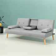 Artiss Sofa Bed 188CM Grey Faux Linen SBED-R1C-LINEN-BK