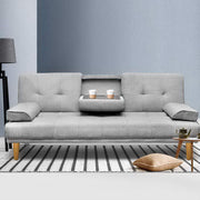Artiss Sofa Bed 188CM Grey Faux Linen SBED-R1C-LINEN-BK