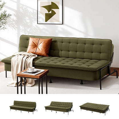 Artiss Sofa Bed, 1.9m 3-Seater Soft Innerspring Adjustable Couch Futon Chair for Apartment Dorm Living Room SBED-SPR-VEL8193-GN