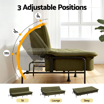 Artiss Sofa Bed, 1.9m 3-Seater Soft Innerspring Adjustable Couch Futon Chair for Apartment Dorm Living Room SBED-SPR-VEL8193-GN
