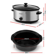 Devanti 6.5L Slow Cooker Electric Multi Cooker with 3 Heat Settings and Keep Warm Function SC-3G-6L-SI