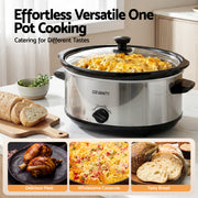 Devanti 6.5L Slow Cooker Electric Multi Cooker with 3 Heat Settings and Keep Warm Function SC-3G-6L-SI