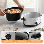 Devanti 6.5L Slow Cooker Electric Multi Cooker with 3 Heat Settings and Keep Warm Function SC-3G-6L-SI