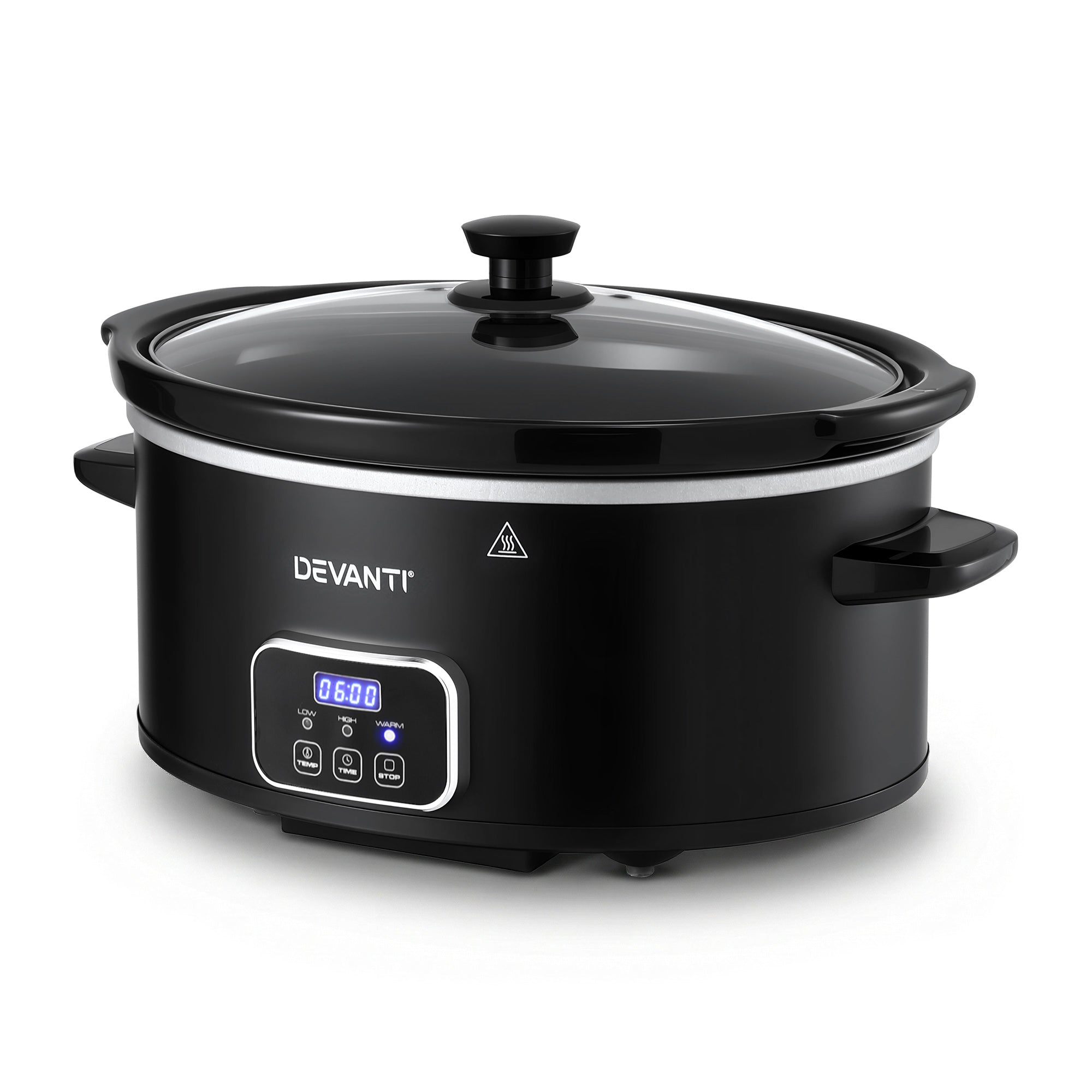 Devanti 5.6L Slow Cooker Electric Multi Cooker with 3 Heat Settings and Keep Warm Function SC-DP-6QT-BK