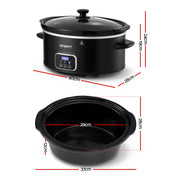 Devanti 5.6L Slow Cooker Electric Multi Cooker with 3 Heat Settings and Keep Warm Function SC-DP-6QT-BK