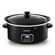 Devanti 5.6L Slow Cooker Electric Multi Cooker with 3 Heat Settings and Keep Warm Function SC-DP-6QT-BK
