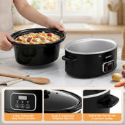 Devanti 5.6L Slow Cooker Electric Multi Cooker with 3 Heat Settings and Keep Warm Function SC-DP-6QT-BK
