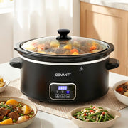 Devanti 5.6L Slow Cooker Electric Multi Cooker with 3 Heat Settings and Keep Warm Function SC-DP-6QT-BK