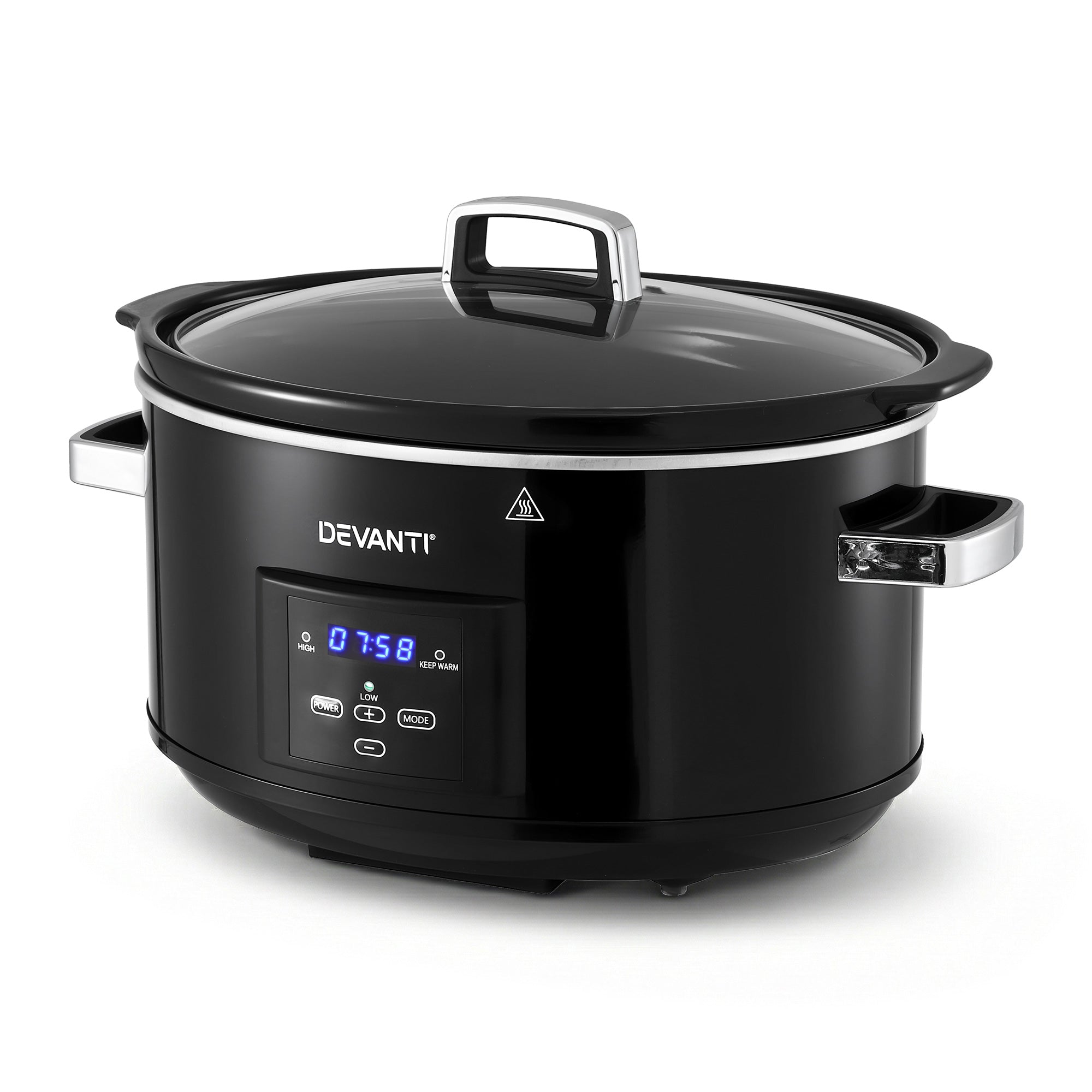 Devanti 8L Slow Cooker Electric Multi Cooker with 3 Heat Settings and Keep Warm Function SC-DP-8QT-BK