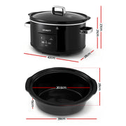 Devanti 8L Slow Cooker Electric Multi Cooker with 3 Heat Settings and Keep Warm Function SC-DP-8QT-BK