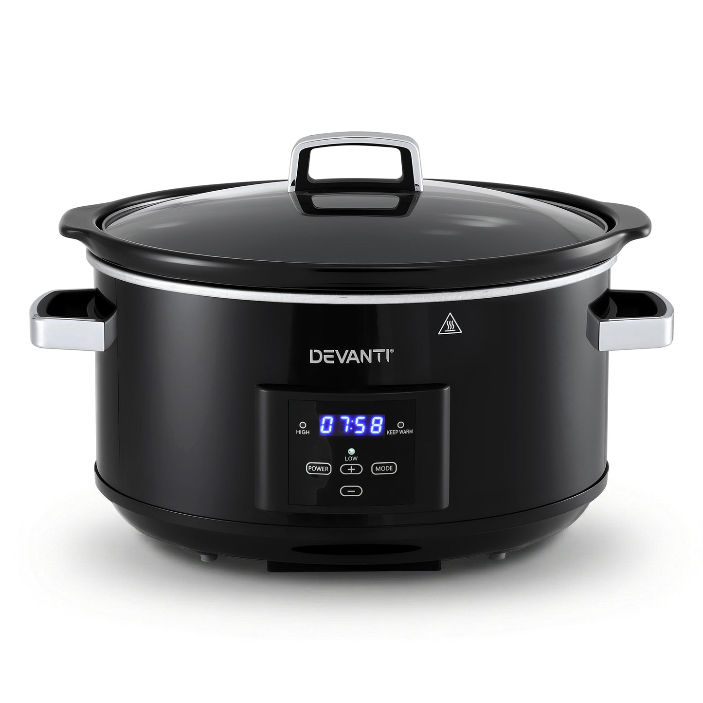 Devanti 8L Slow Cooker Electric Multi Cooker with 3 Heat Settings and Keep Warm Function SC-DP-8QT-BK