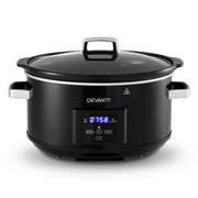 Devanti 8L Slow Cooker Electric Multi Cooker with 3 Heat Settings and Keep Warm Function SC-DP-8QT-BK
