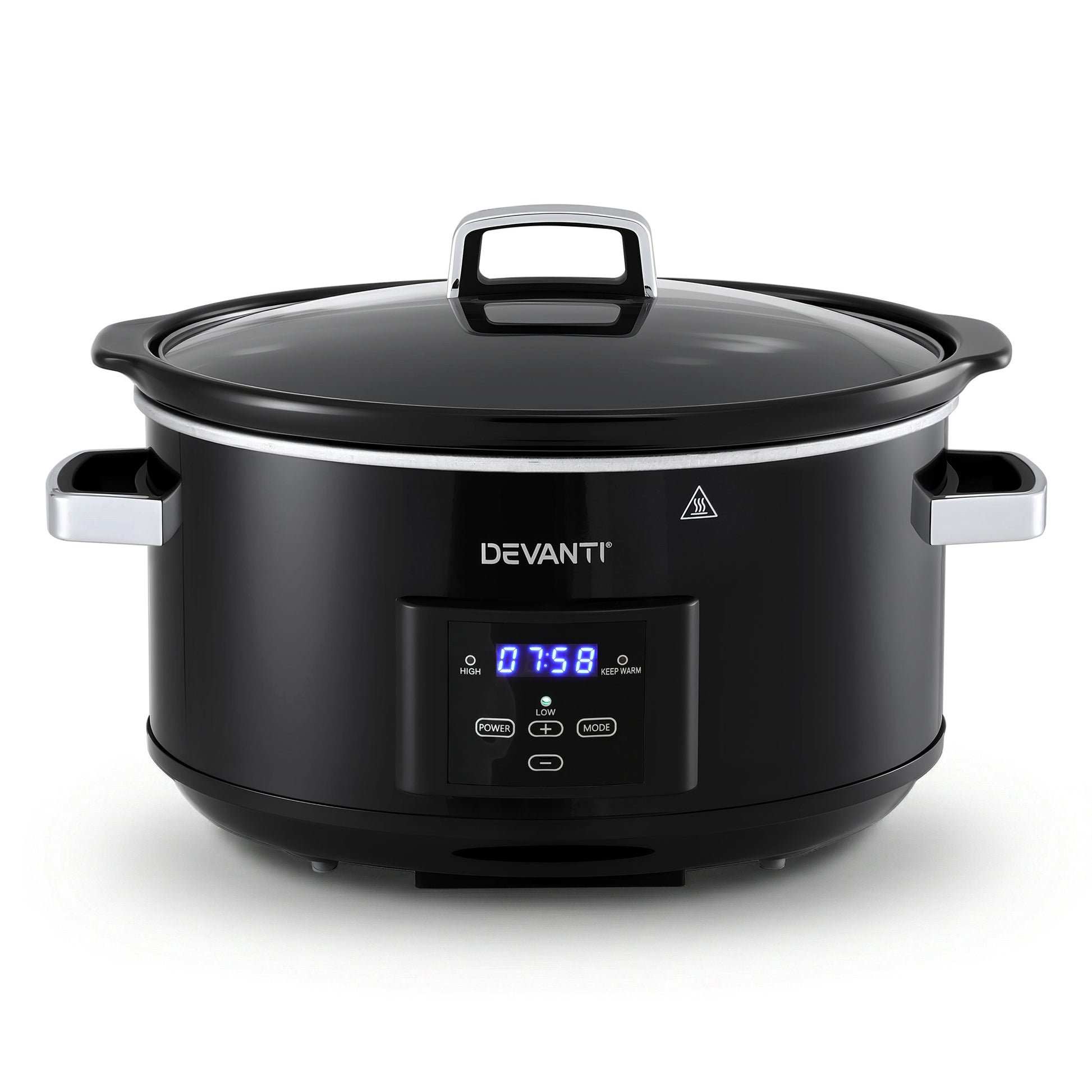 Devanti 8L Slow Cooker Electric Multi Cooker with 3 Heat Settings and Keep Warm Function SC-DP-8QT-BK