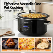 Devanti 8L Slow Cooker Electric Multi Cooker with 3 Heat Settings and Keep Warm Function SC-DP-8QT-BK
