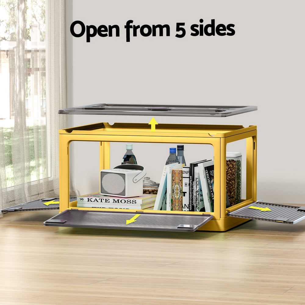 Artiss Storage Box Container Foldable Stackable 5 Sides Open Transparent 115L SC-PLS-115L-YL
