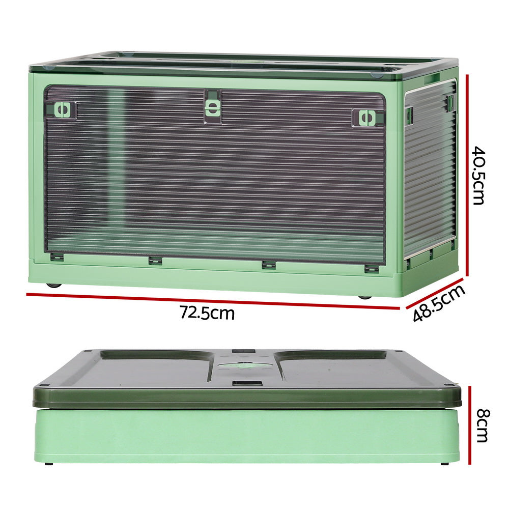 Artiss Storage Box Container Foldable Stackable 5 Sides Open Transparent 140L SC-PLS-140L-GN
