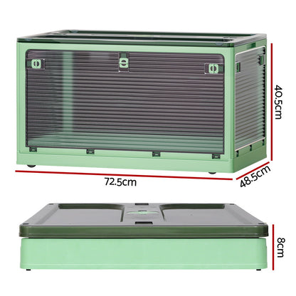 Artiss Storage Box Container Foldable Stackable 5 Sides Open Transparent 140L SC-PLS-140L-GN