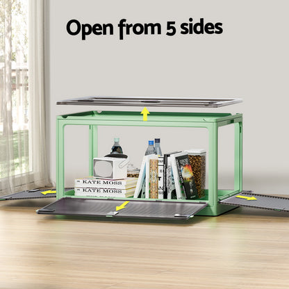 Artiss Storage Box Container Foldable Stackable 5 Sides Open Transparent 140L SC-PLS-140L-GN
