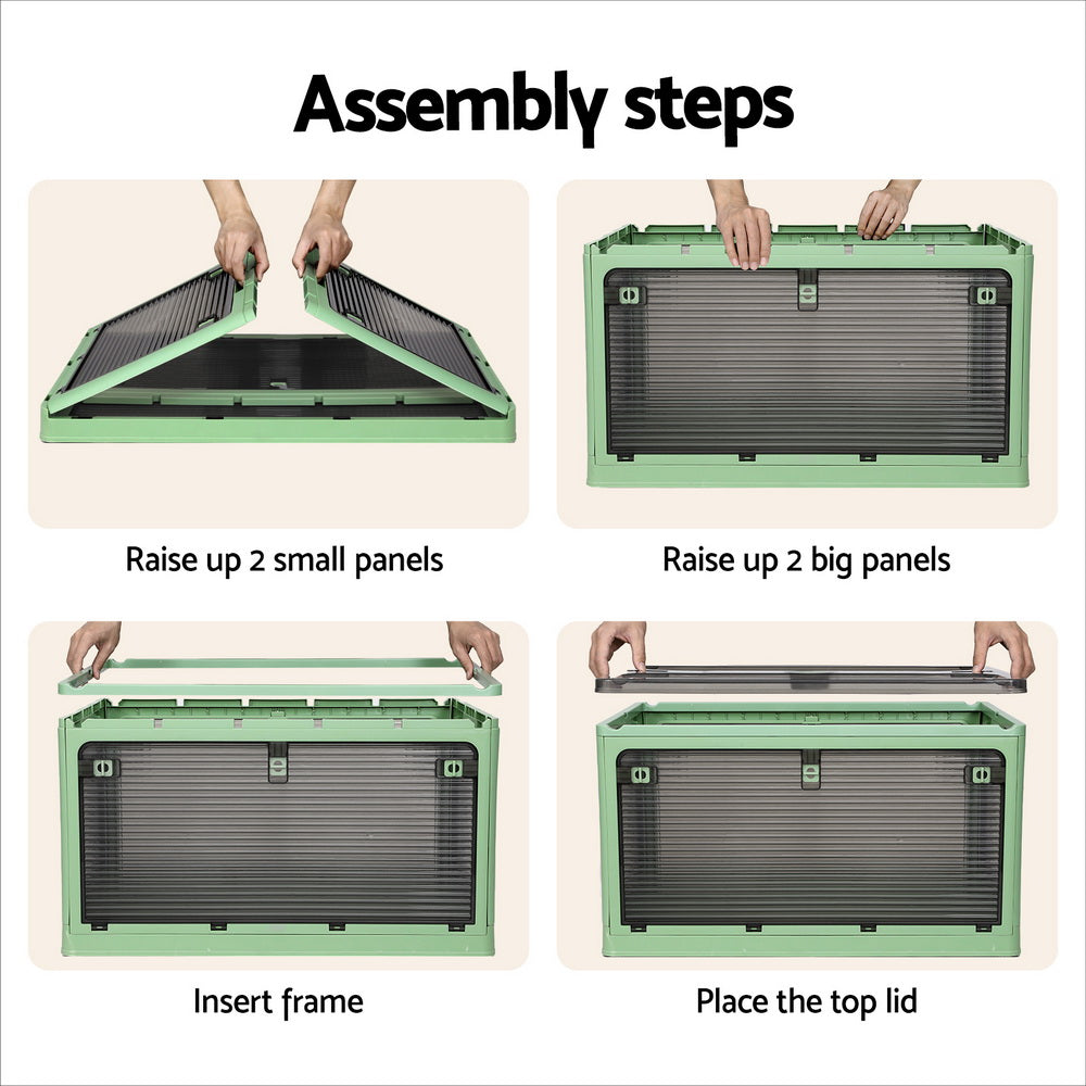 Artiss Storage Box Container Foldable Stackable 5 Sides Open Transparent 140L SC-PLS-140L-GN