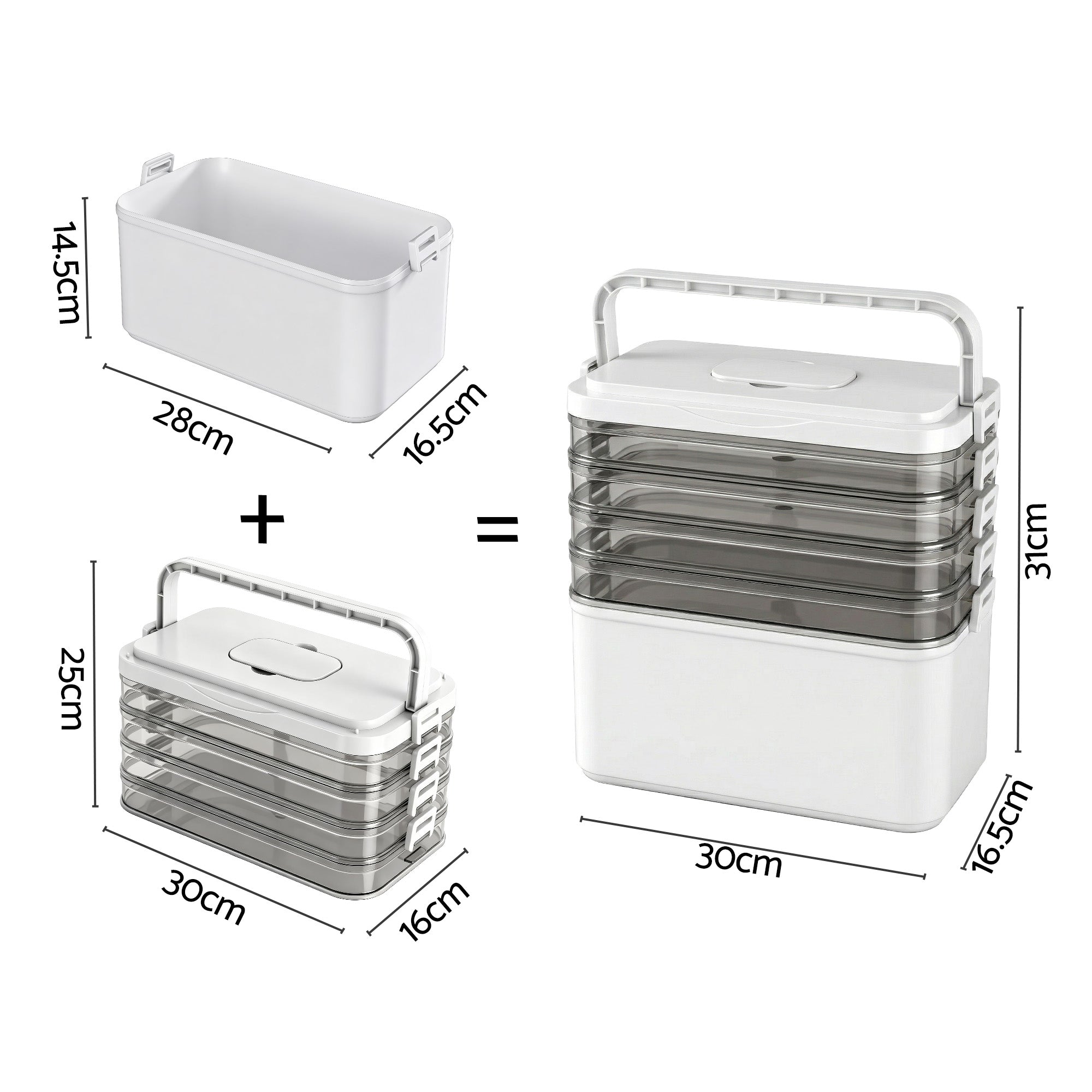 Artiss 5 Tier Portable Storage Box Detachable with Handles Plastic Clear SC-PLS-5T-WH