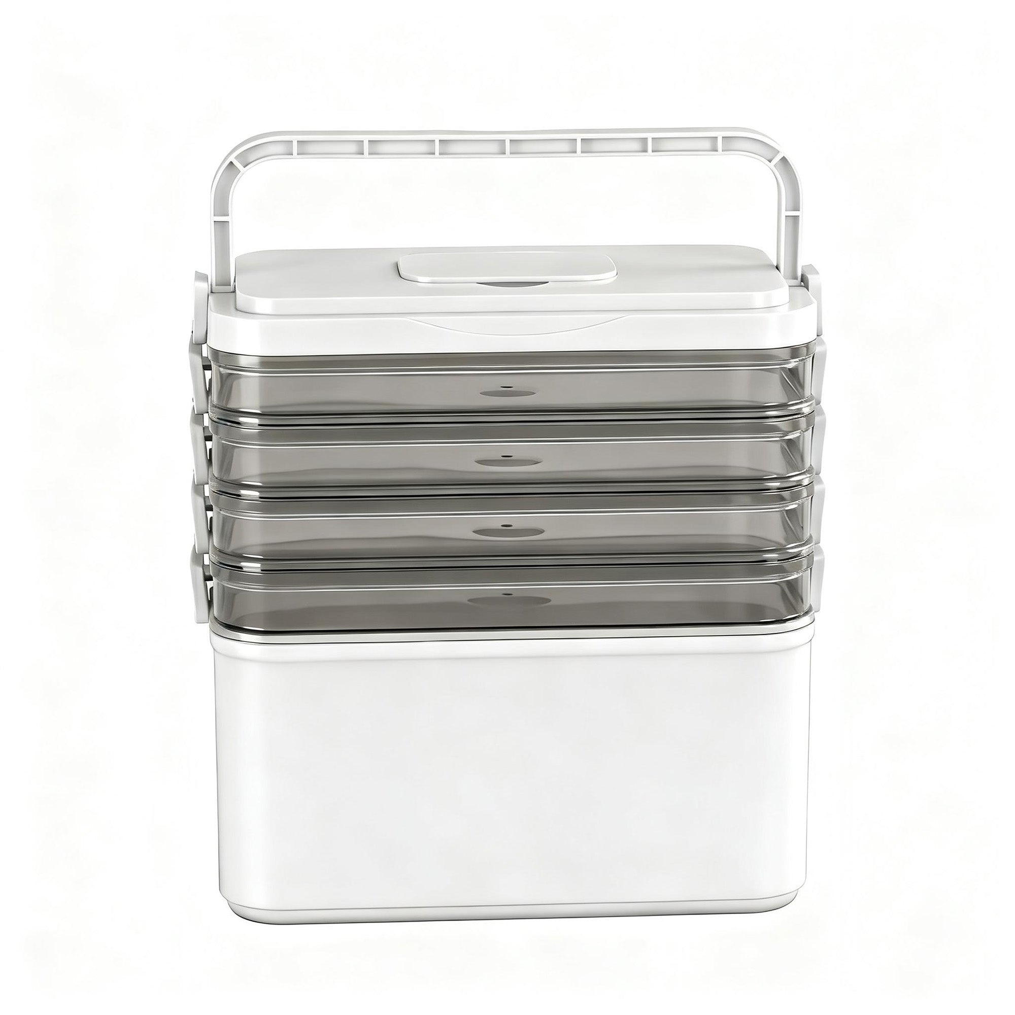 Artiss 5 Tier Portable Storage Box Detachable with Handles Plastic Clear SC-PLS-5T-WH