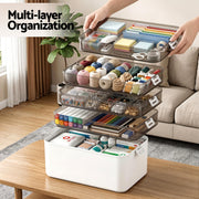 Artiss 5 Tier Portable Storage Box Detachable with Handles Plastic Clear SC-PLS-5T-WH