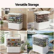 Artiss 5 Tier Portable Storage Box Detachable with Handles Plastic Clear SC-PLS-5T-WH