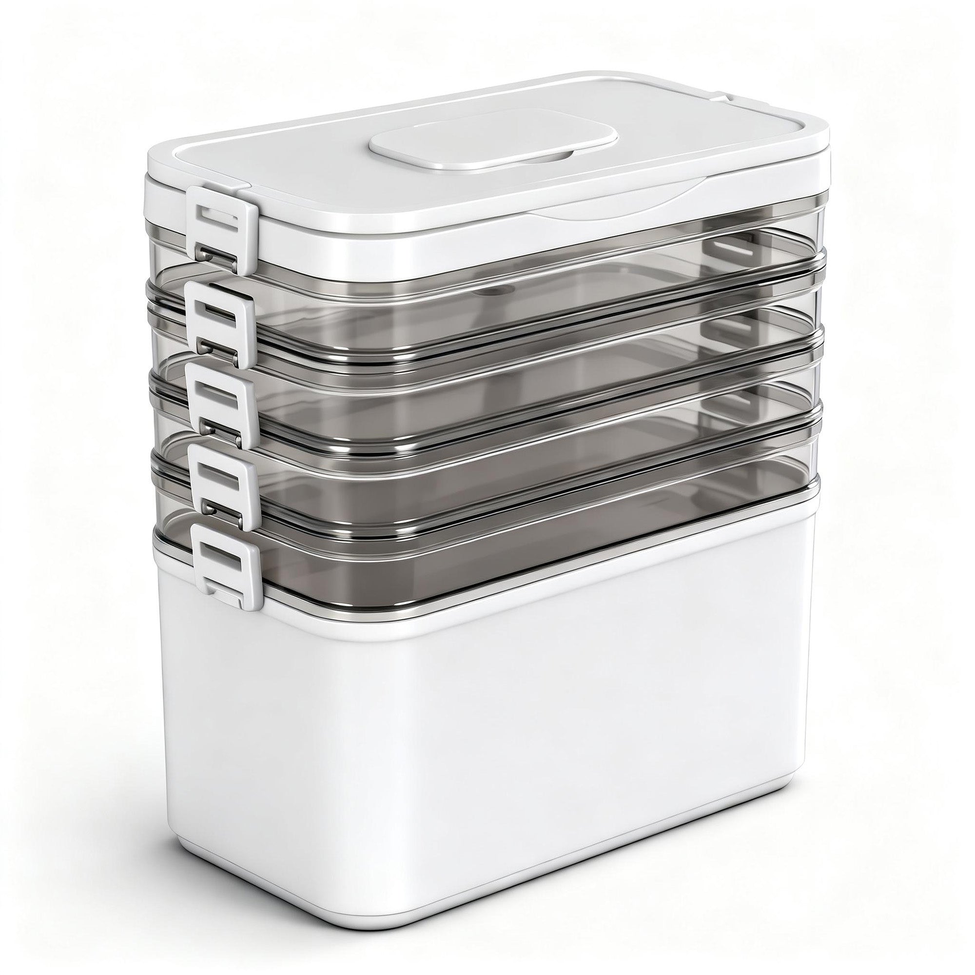 Artiss 5 Tier Portable Storage Box Detachable with Handles Plastic Clear SC-PLS-5T-WH