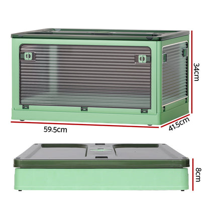 Artiss Storage Box Container Foldable Stackable 5 Sides Open Transparent 82L SC-PLS-82L-GN