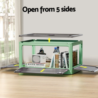 Artiss Storage Box Container Foldable Stackable 5 Sides Open Transparent 82L SC-PLS-82L-GN