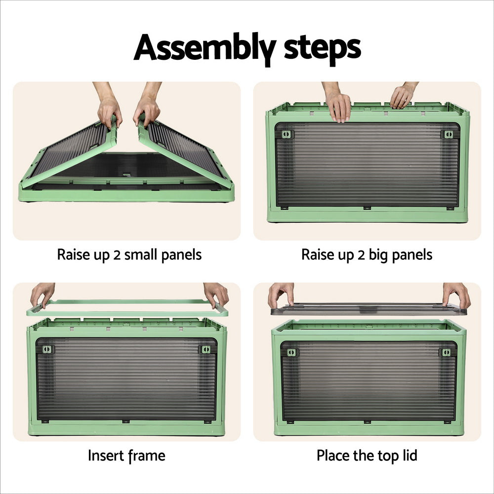 Artiss Storage Box Container Foldable Stackable 5 Sides Open Transparent 82L SC-PLS-82L-GN