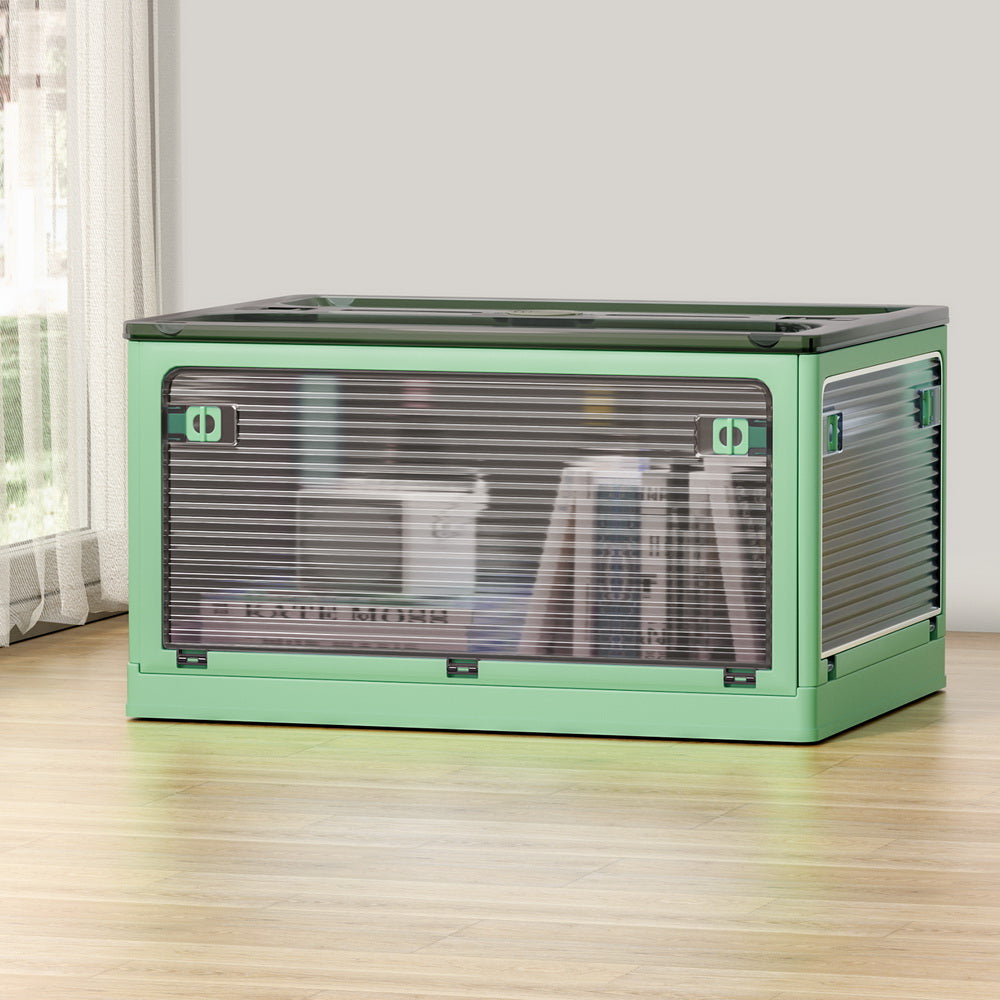 Artiss Storage Box Container Foldable Stackable 5 Sides Open Transparent 82L SC-PLS-82L-GN