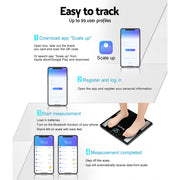 Everfit Body Fat Bathroom Scale Weighing Wireless Bluetooth Gym 180KG SCALE-BFAT-BLTH-BK