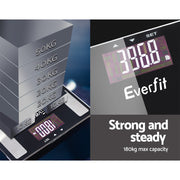 Everfit Body Fat Bathroom Scale Weighing Wireless Bluetooth Gym 180KG SCALE-BFAT-BLTH-BK