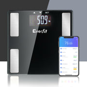 Everfit Body Fat Bathroom Scale Weighing Wireless Bluetooth Gym 180KG SCALE-BFAT-BLTH-BK