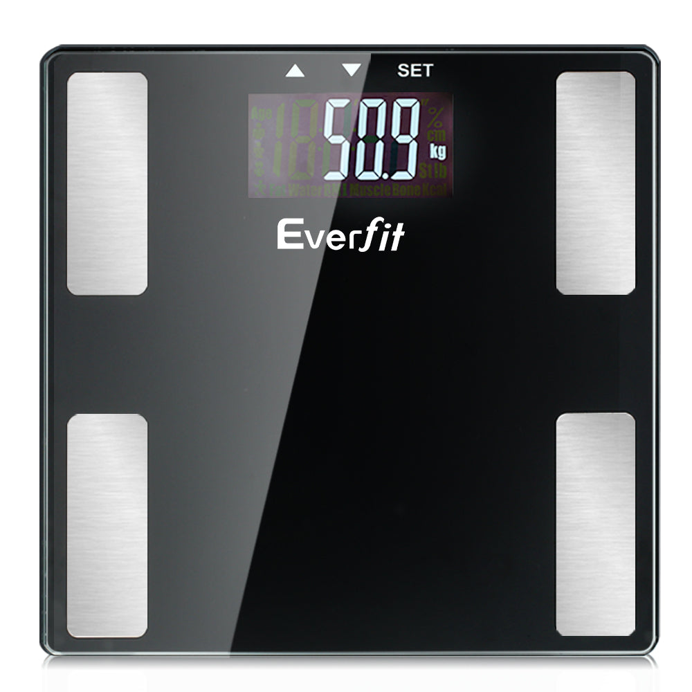 Everfit Body Fat Bathroom Scale Weighing BMI Monitor Gym 180KG SCALE-BFAT-MULTI-BK