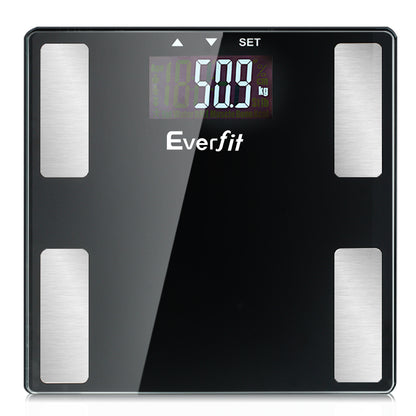 Everfit Body Fat Bathroom Scale Weighing BMI Monitor Gym 180KG SCALE-BFAT-MULTI-BK