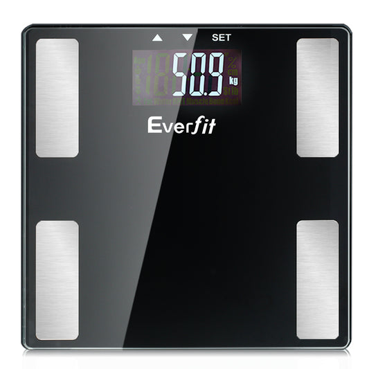 Everfit Body Fat Bathroom Scale Weighing BMI Monitor Gym 180KG SCALE-BFAT-MULTI-BK