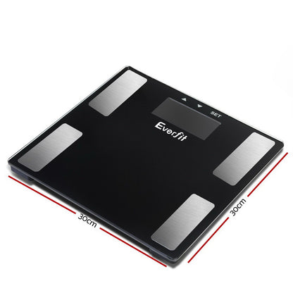 Everfit Body Fat Bathroom Scale Weighing BMI Monitor Gym 180KG SCALE-BFAT-MULTI-BK