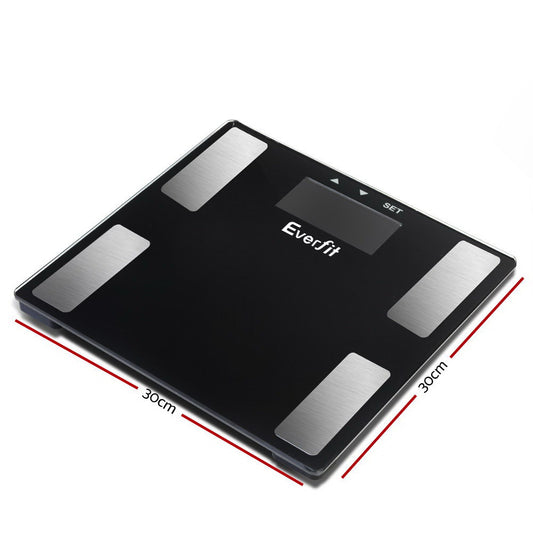 Everfit Body Fat Bathroom Scale Weighing BMI Monitor Gym 180KG SCALE-BFAT-MULTI-BK