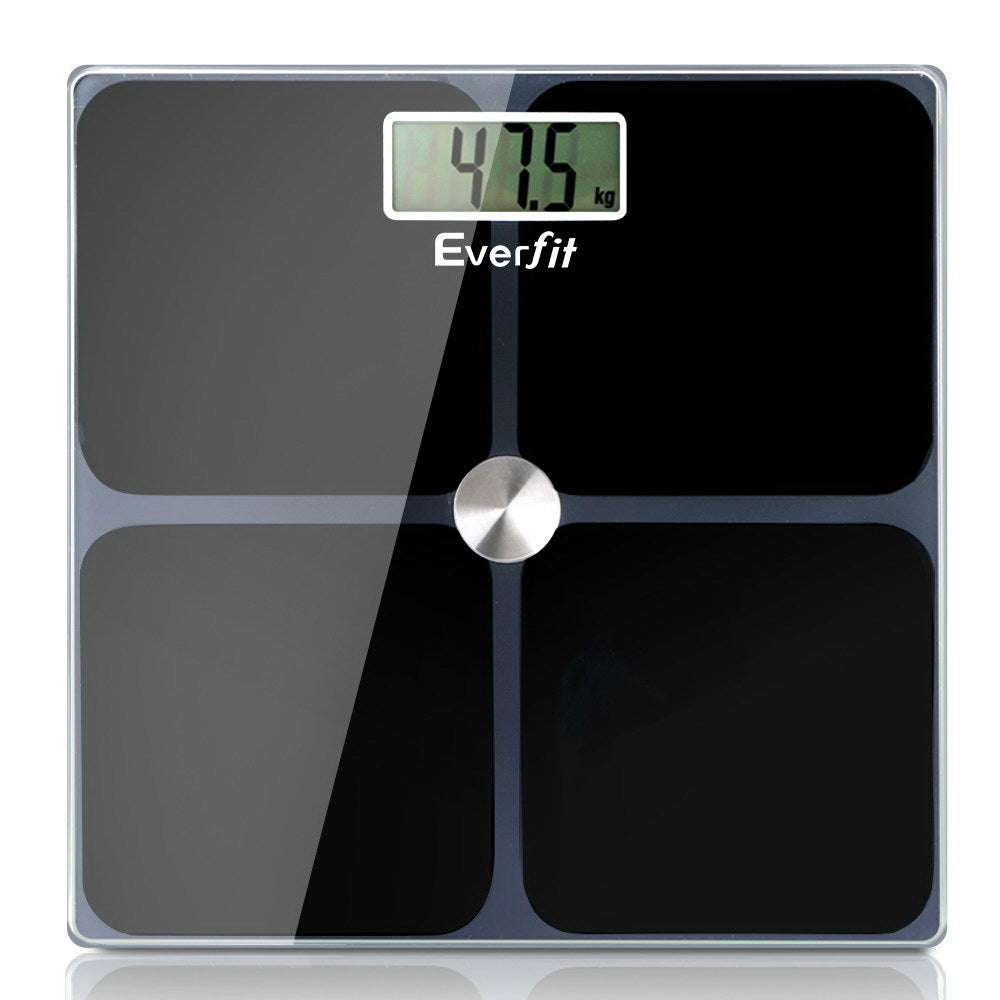 Everfit Electronic Digital Bathroom Scale Weighing Tracker Gym 180KG SCALE-BFAT-S-BK