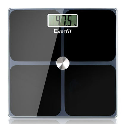 Everfit Electronic Digital Bathroom Scale Weighing Tracker Gym 180KG SCALE-BFAT-S-BK