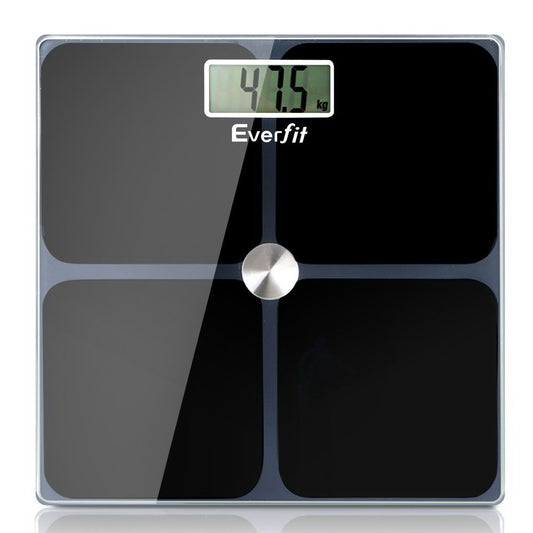 Everfit Electronic Digital Bathroom Scale Weighing Tracker Gym 180KG SCALE-BFAT-S-BK