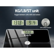 Everfit Electronic Digital Bathroom Scale Weighing Tracker Gym 180KG SCALE-BFAT-S-BK