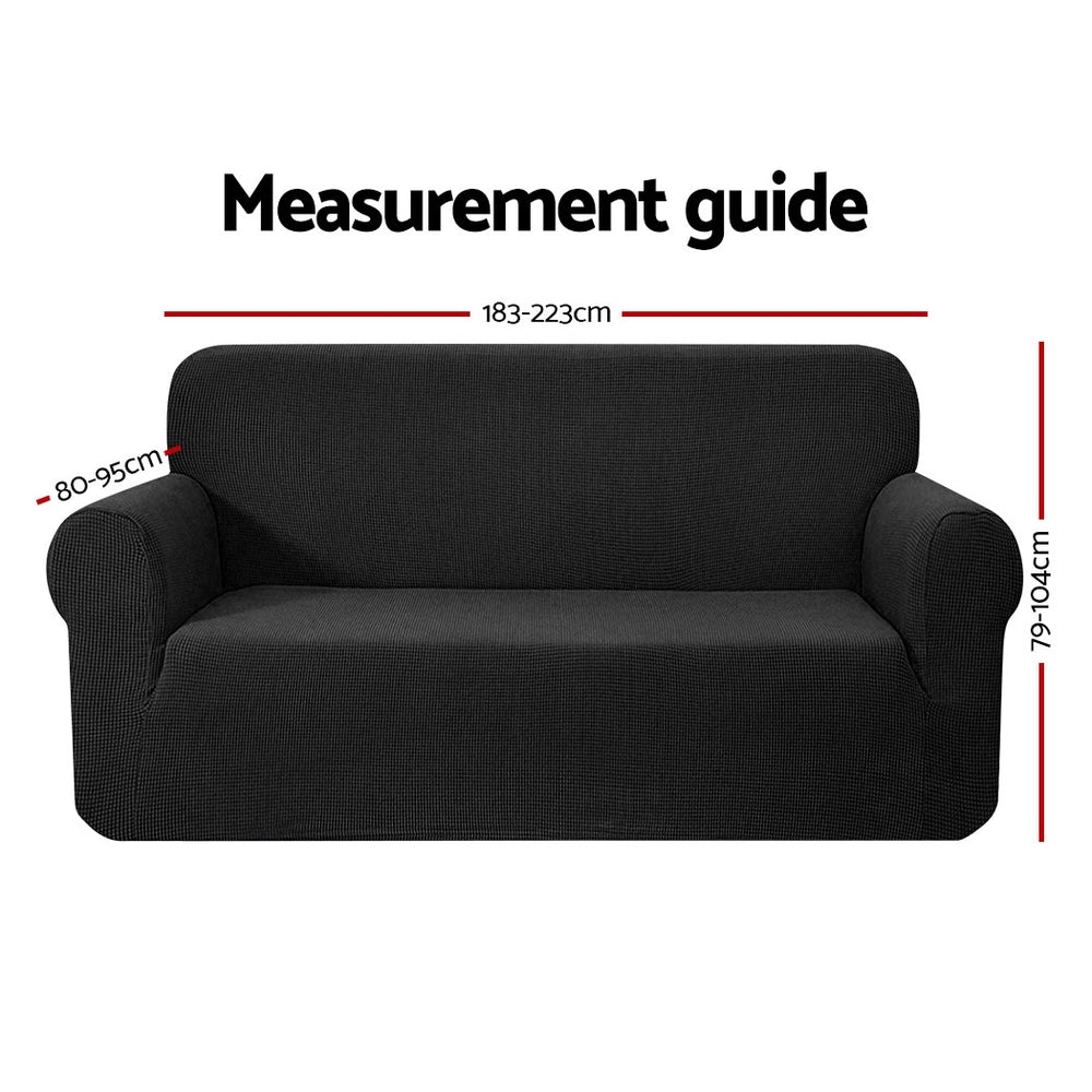 Artiss Sofa Cover Couch Covers 3 Seater High Stretch Black SCOVER-MERBAU-3-BK