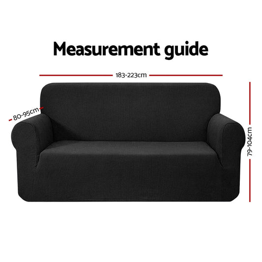 Artiss Sofa Cover Couch Covers 3 Seater High Stretch Black SCOVER-MERBAU-3-BK