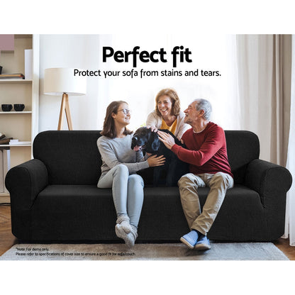 Artiss Sofa Cover Couch Covers 3 Seater High Stretch Black SCOVER-MERBAU-3-BK