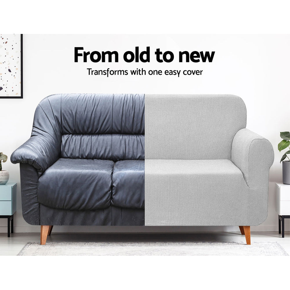 Artiss Sofa Cover Couch Covers 3 Seater High Stretch Grey SCOVER-MERBAU-3-GY