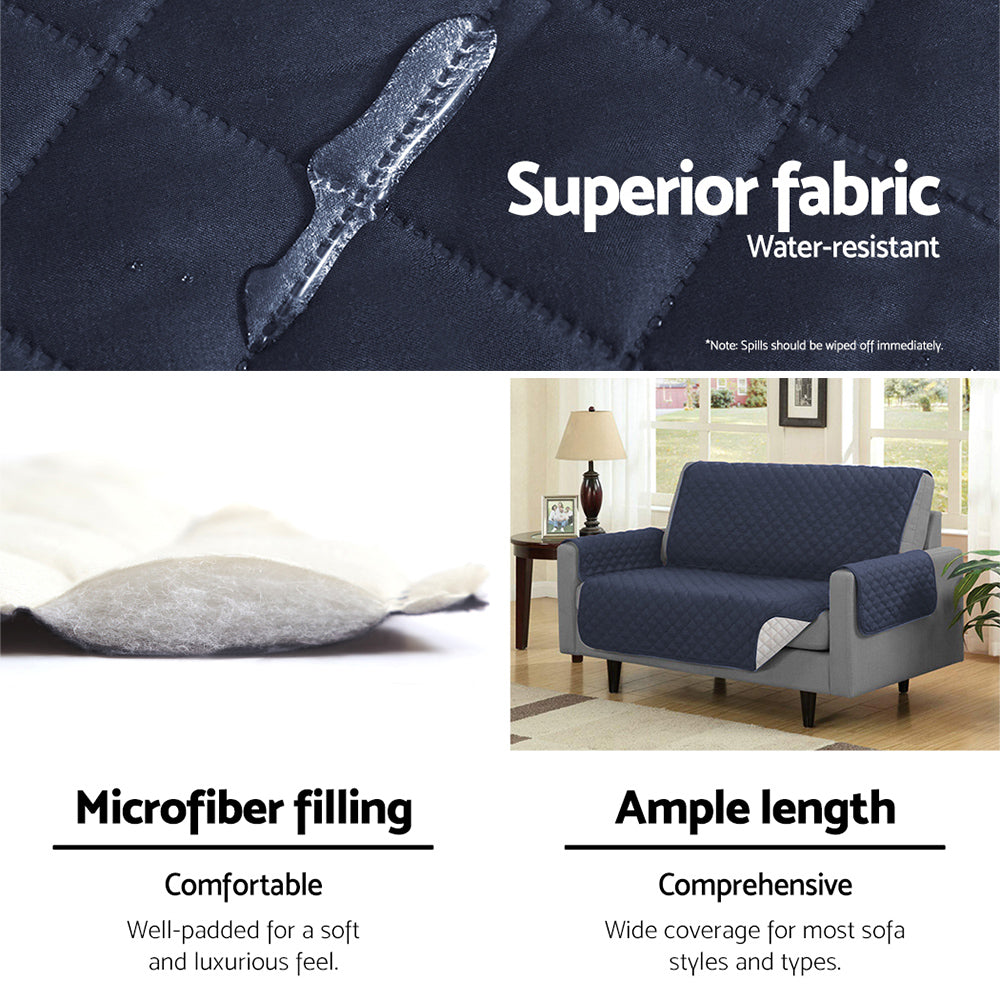 Artiss Sofa Cover Couch Covers 3 Seater Quilted Dark Grey SCOVER-PAD-3-DG